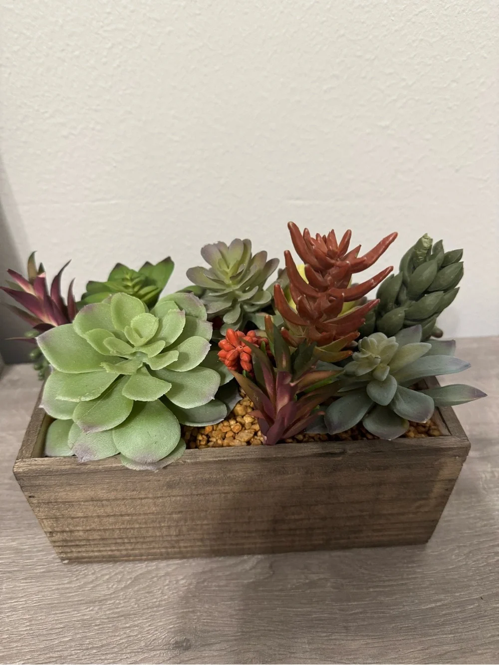 Better Homes & Gardens Faux Succulent Arrangement in a Wooden Box (9.75 x 6.5 in